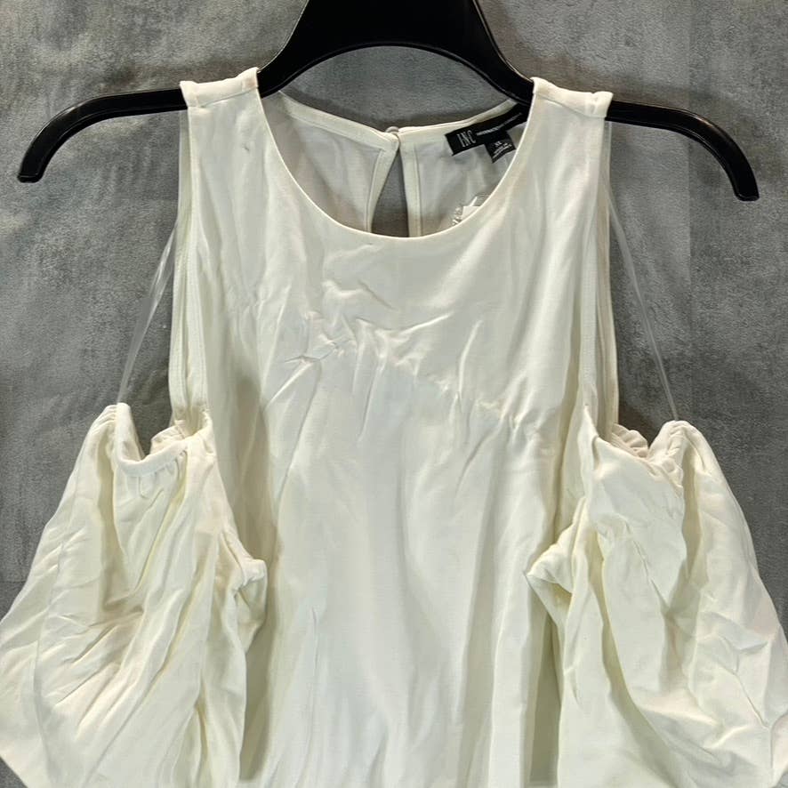 INC INTERNATIONAL CONCEPTS Women's White Cold-Shoulder Balloon-Sleeve Top SZ XL