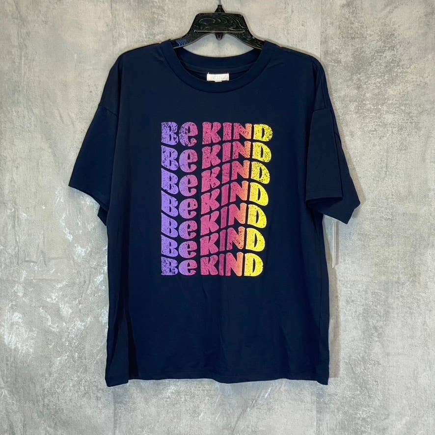 ABOUND Women's Navy 'Be Kind' Graphic Oversized Crewneck Short Sleeve T-Shirt SZ M