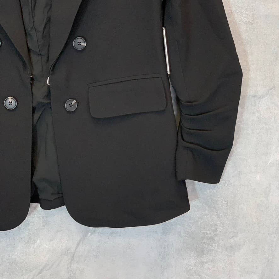 1.STATE Women's Rich Black Faux Double Breast Hook Closure Blazer SZ XS