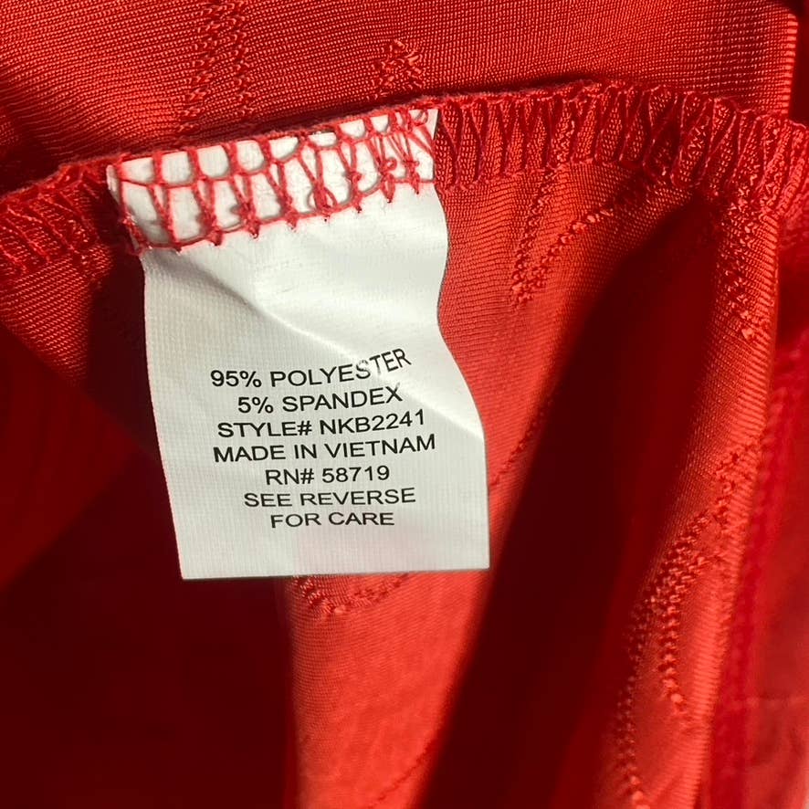 NY COLLECTION Women's Red 3/4 Roll Tab Zip-Front Jacquard Knit Top SZ M