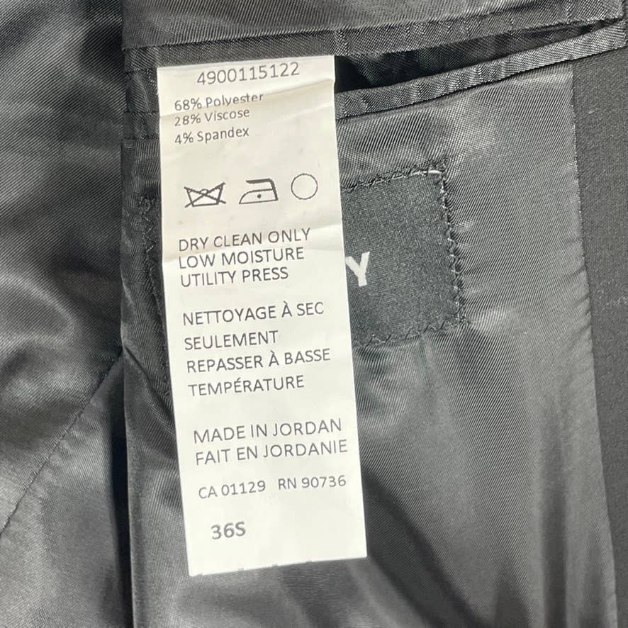 DKNY Men's Solid Black Short Modern-Fit Stretch Two-Button Suit Jacket SZ 36S