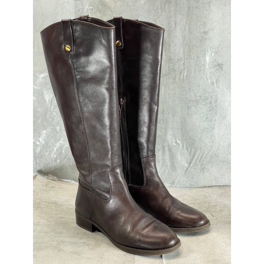 INC INTERNATIONAL Women's Chocolate Leather Fawne Knee-High Riding Boots SZ 8