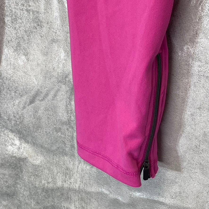 NINE WEST Women's Pink Beauty Crapped Zipper Hem Pull-On Stretch High-Waist Active Leggings SZ M
