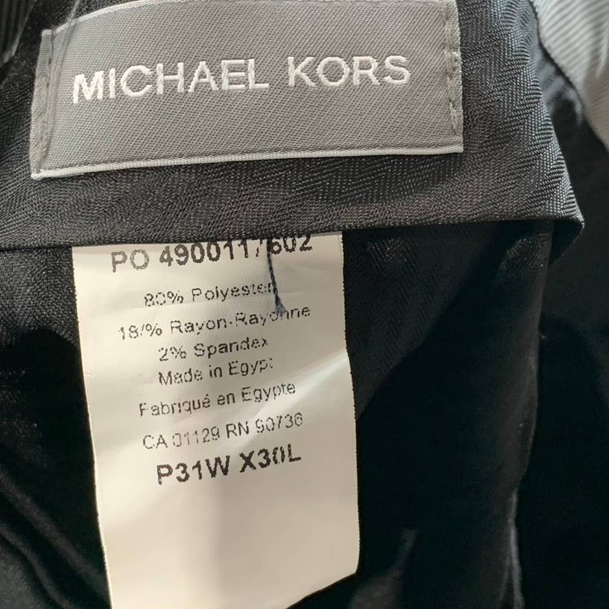 MICHAEL KORS Men's Black Solid Classic-Fit Stretch Flat Front Pants SZ 31X30