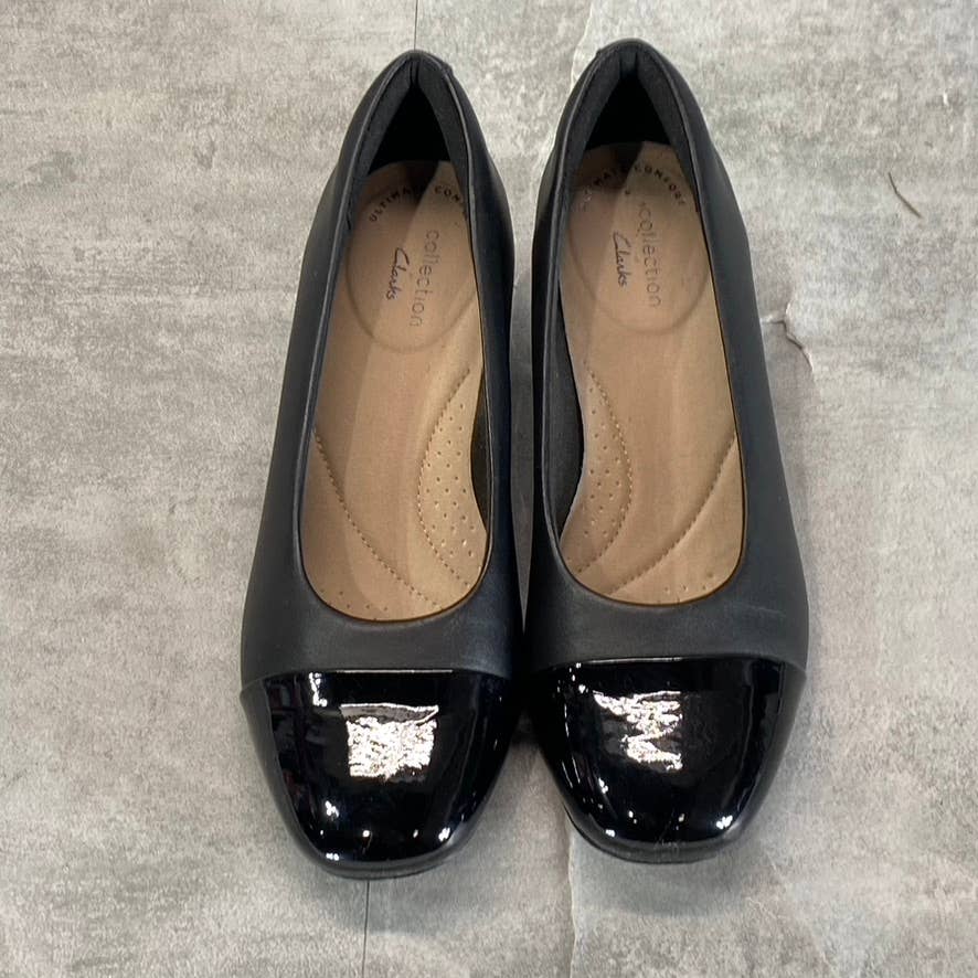 CLARKS COLLECTION Women's Black Combo Marilyn Sara Block-Heel Pumps SZ 6