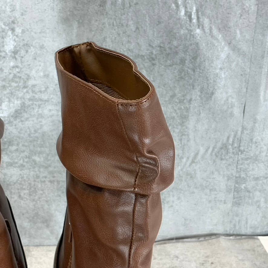 STYLE & CO Women's Brown Saraa Round-Toe Block-Heel Mid-Shaft Boots SZ 9