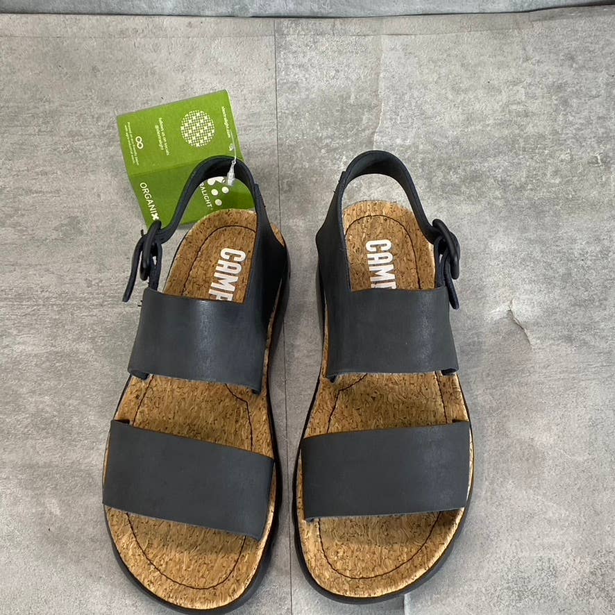 CAMPER Women's Black Leather Oruga Lightweight Two-Strap Slide Sandals SZ 5