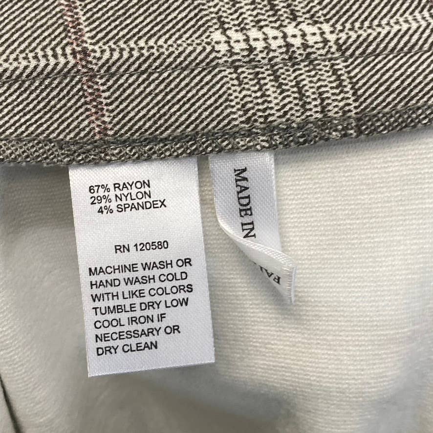 AMANDA & CHELSEA Women's Grey-Pink Plaid Slim Straight Pants SZ 0