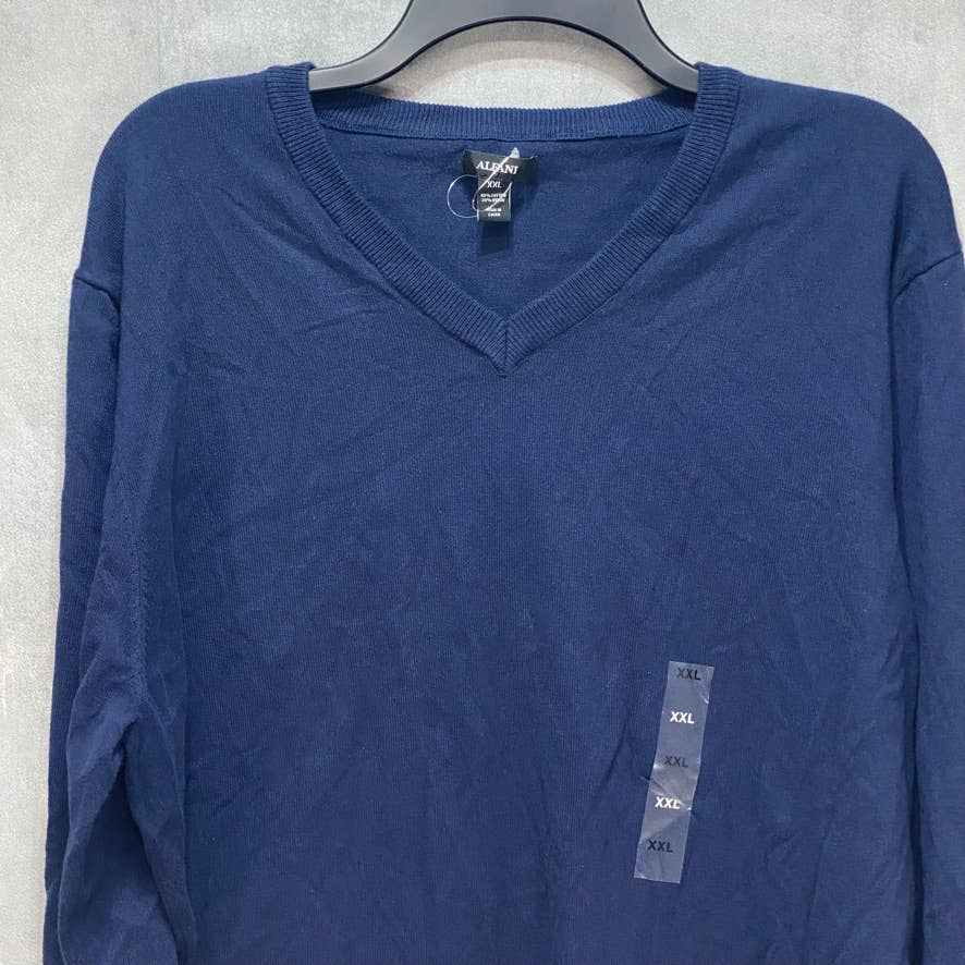 ALFANI Blue Solid V-Neck Pullover SZ 2XL