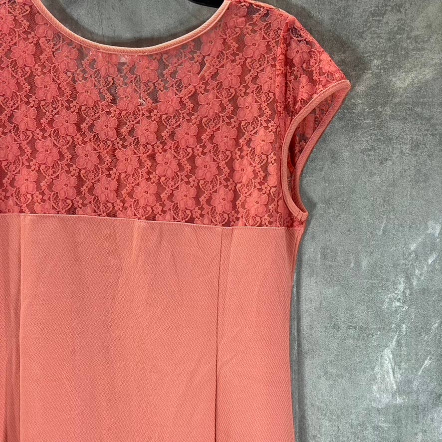 WHITE MARK Women's Plus Coral Pelagia Scoop-Neck Lace-Trim Mini Dress SZ 1XL