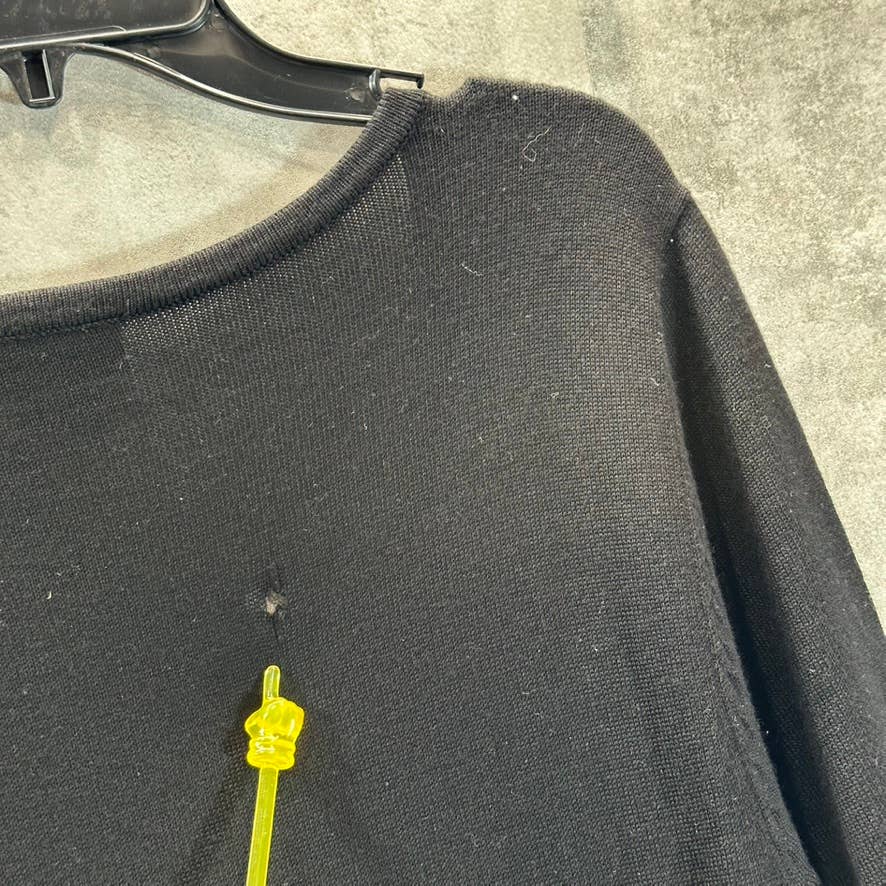 NINA LEONARD Women's Black Knit Geometric-Trim Fit & Flare Mini Dress SZ M