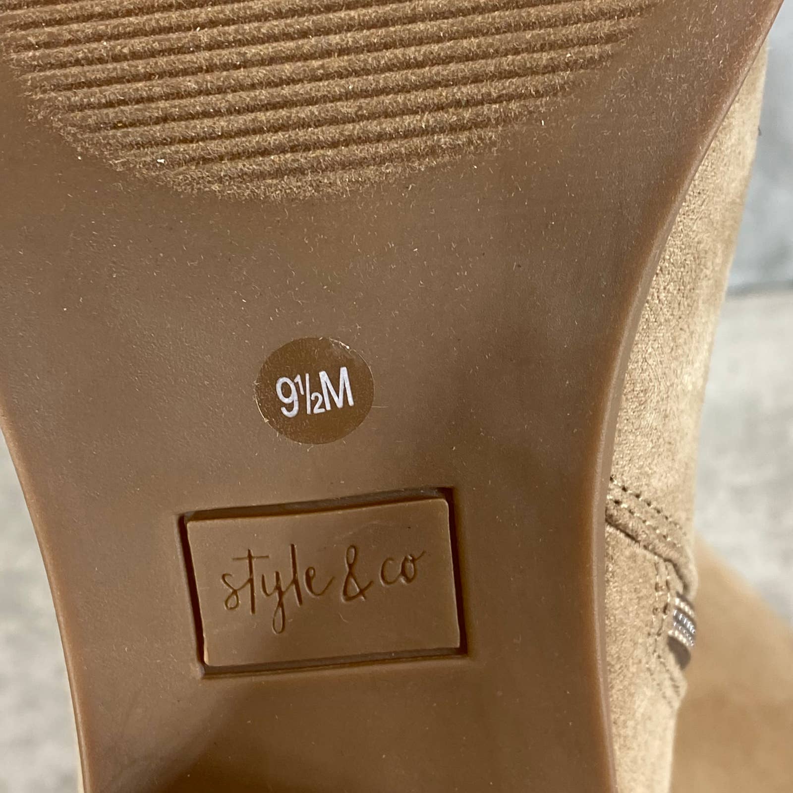 STYLE & CO Women's Light Taupe Felaa Asymmetrical Round-Toe Booties SZ 9.5