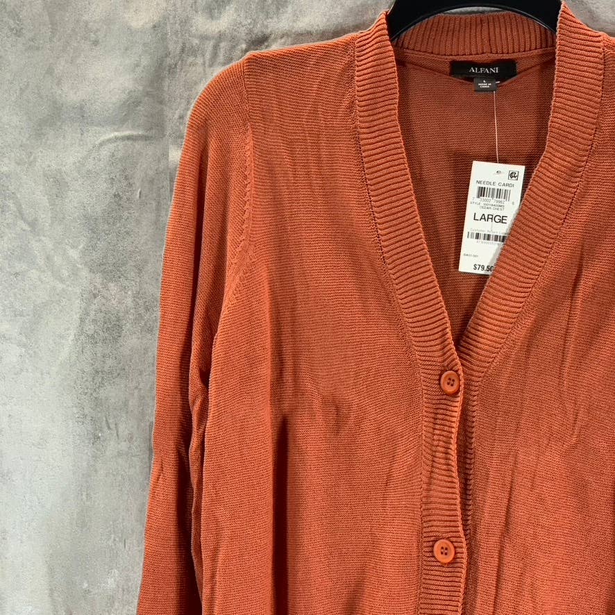 ALFANI Women's Cedar Chest V-Neck Lightweight Button-Front Cardigan SZ L
