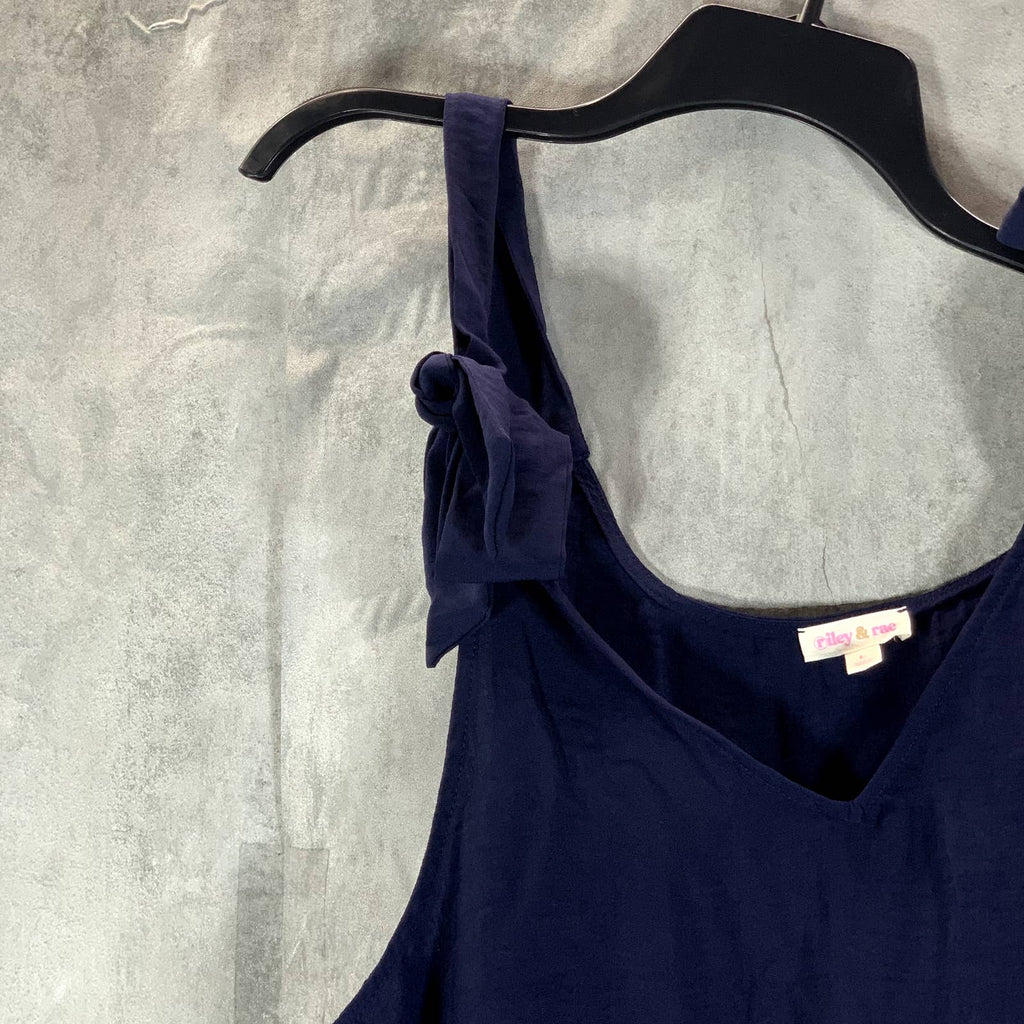 RILEY & RAE Women's Preppy Navy V-Neck Lily Tie-Shoulder Tank Top SZ L