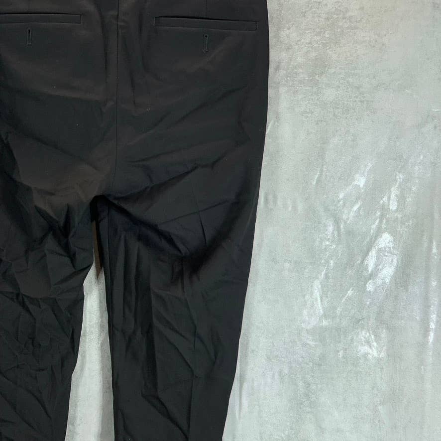 REACTION KENNETH COLE Men's Solid Black Flat Front Dress Pants SZ 33X30