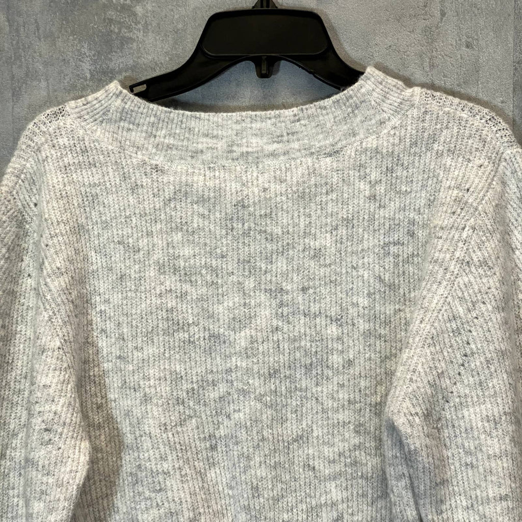 TOPSHOP Women's Gray Boat Neck Long Sleeve Ribbed Knit Pullover Sweater SZ 4-6