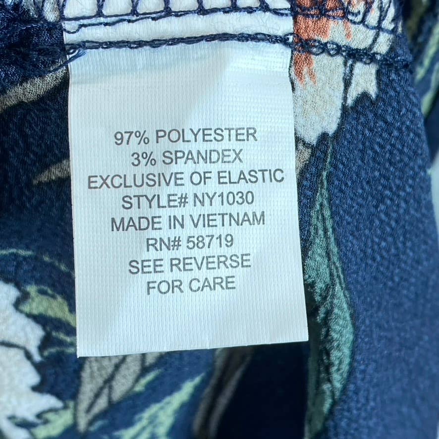 NY COLLECTION Women's Navy Floral V-Neck Smocked Long-Sleeve Fit & Flare Dress