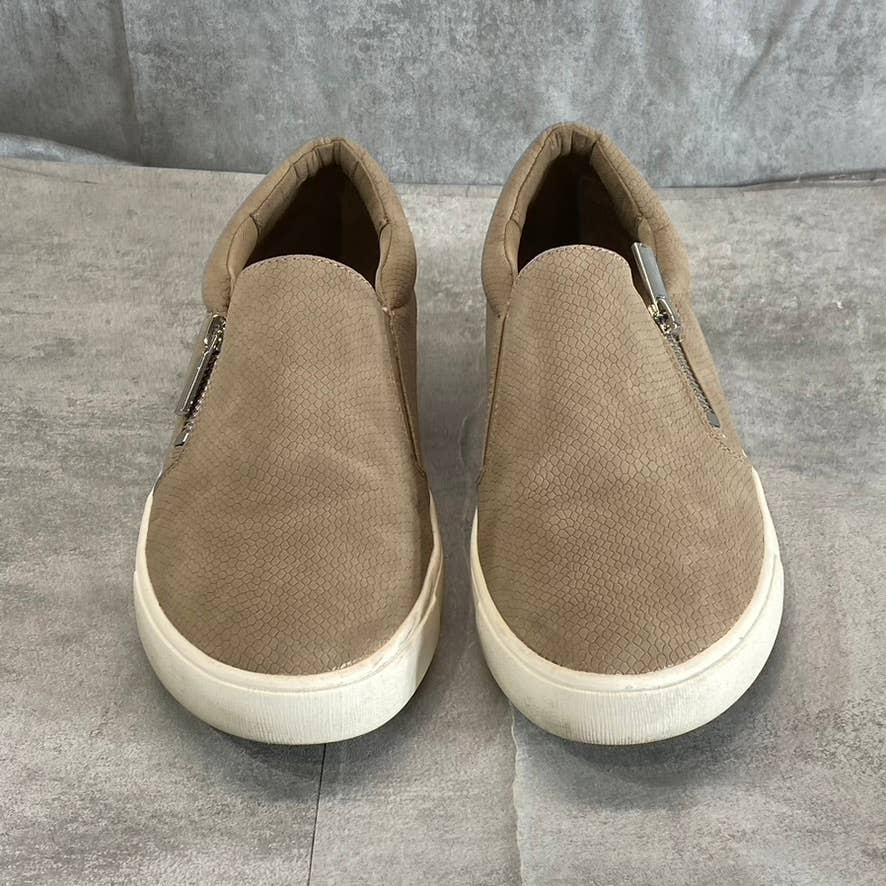 STYLE & CO Women's Taupe Textured Moira Zip Round-Toe Slip-On Sneakers SZ 8