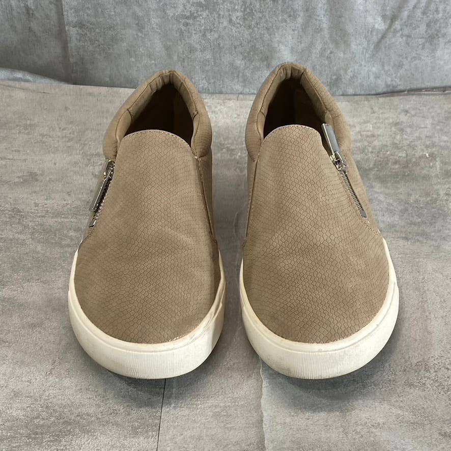 STYLE & CO Women's Taupe Textured Moira Zip Round-Toe Slip-On Sneakers SZ 8