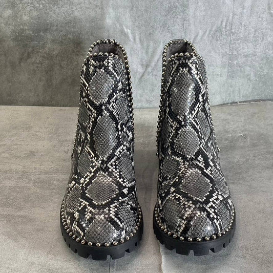 SEVEN DAILS Women's Gray South Ends Studded Round-Toe Slip-On Lug Sole Boots SZ 8.5