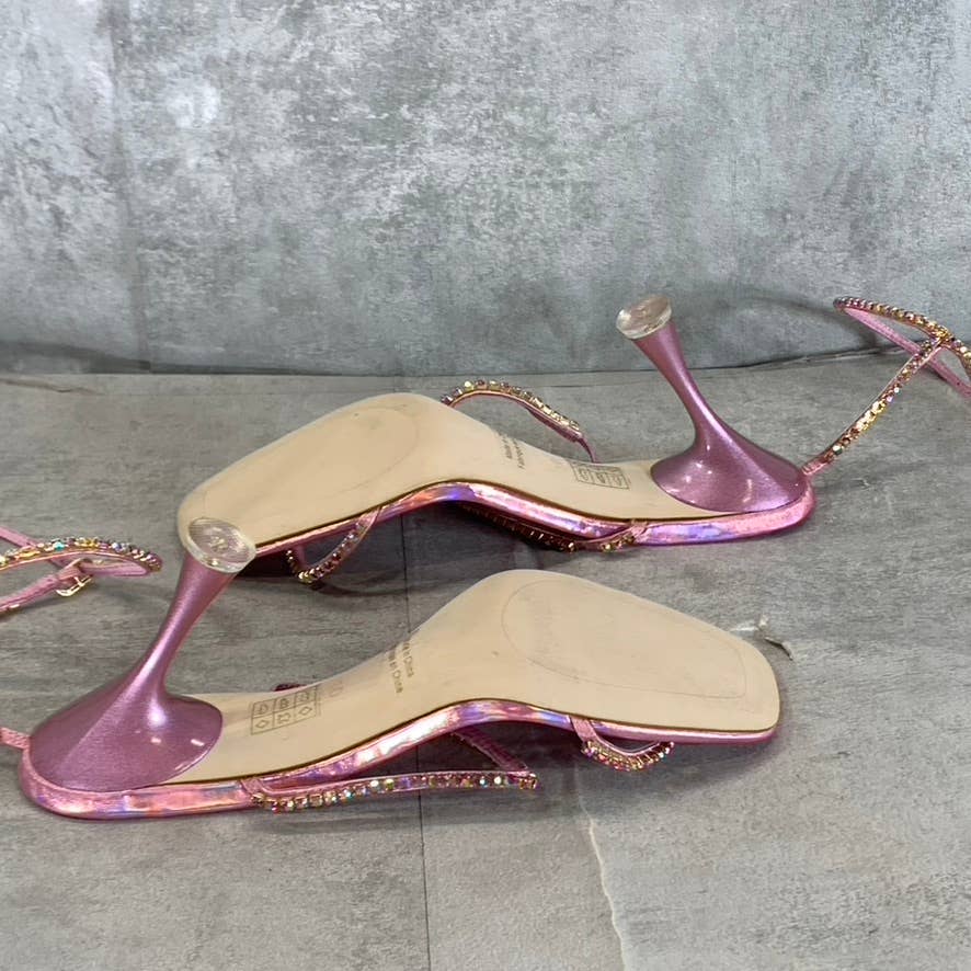 JEFFREY CAMPBELL Women's Pink Iridescent Demonica Rhinestone Sandals SZ 10