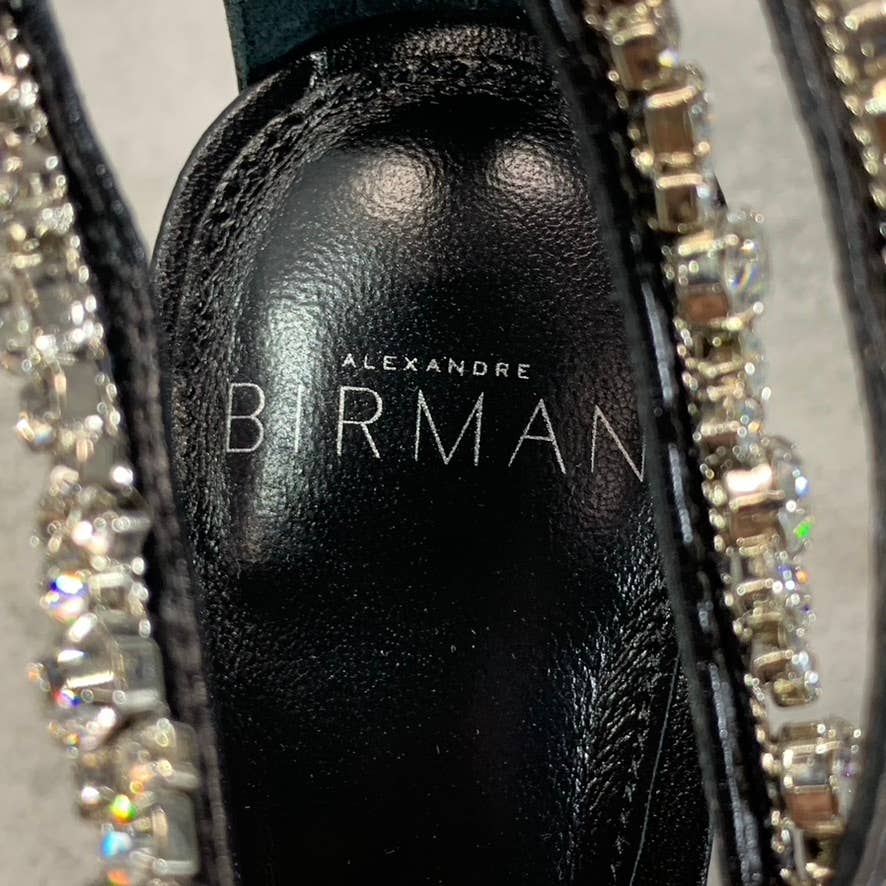 ALEXANDRE BIRMAN Women's Black Leather Demi Crystals Stiletto Sandals SZ 5 (35)
