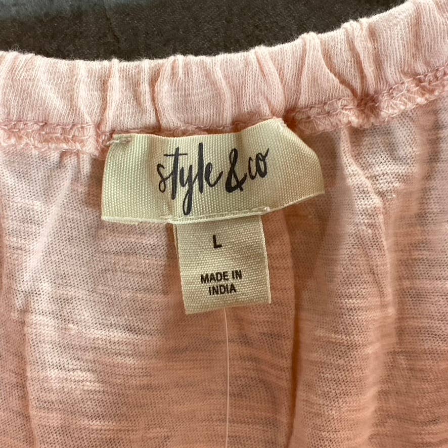 STYLE & CO Women's Soft Shell Off-The-Shoulder Eyelet Puff-Sleeve Button-Up Top