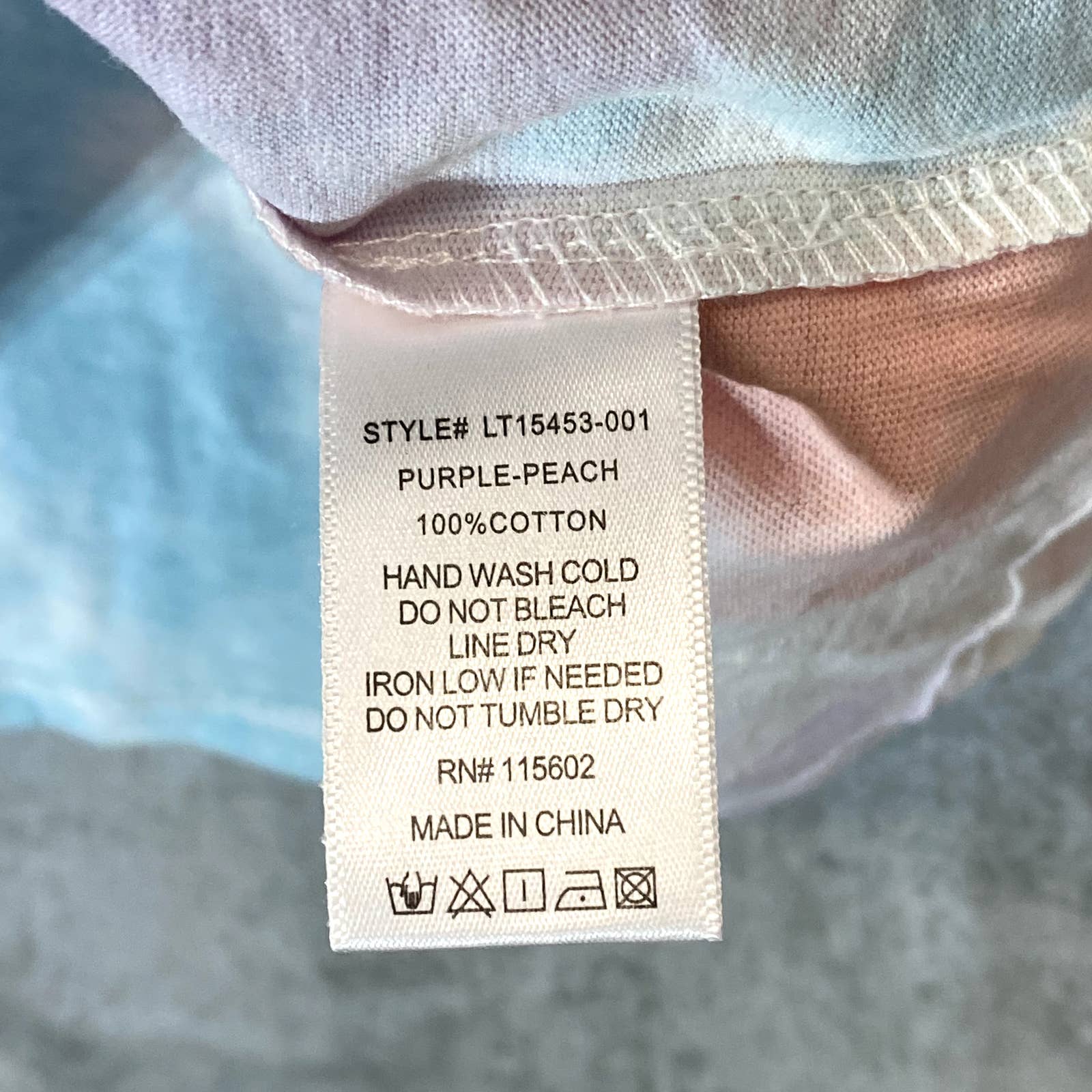 ALL IN FAVOR Women's Purple Peach Tie-Dye Be Nice Crewneck Crop Top SZ S