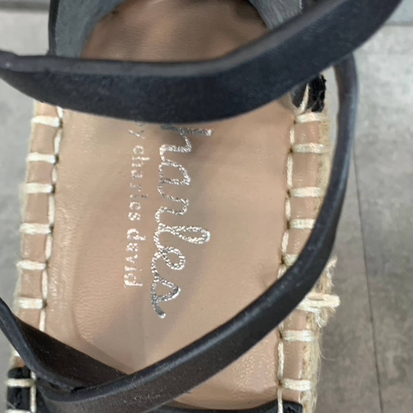 CHARLES BY CHARLES DAVID Women's Black Nola Wedge Espadrille Sandals SZ 11