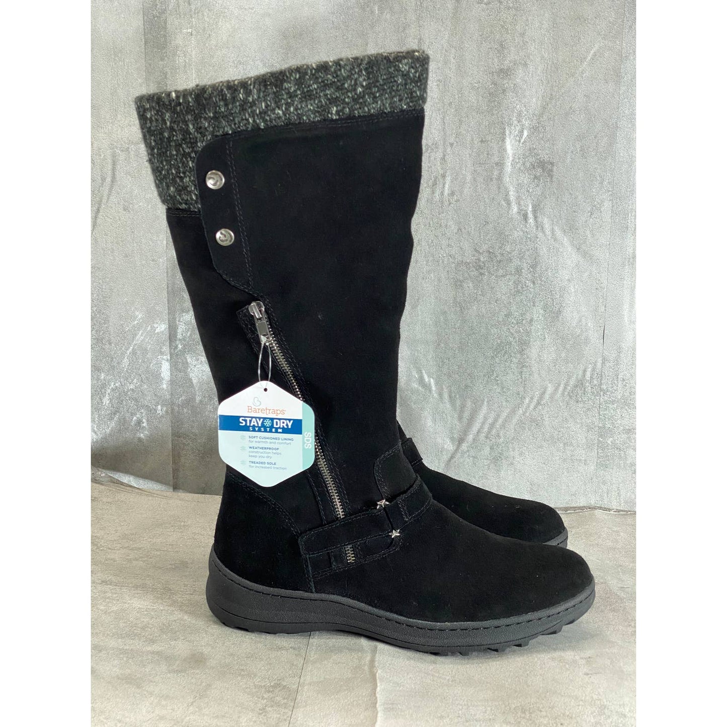 BARETRAPS Women's Black Adele Water Resistant Tall Pull-On Boots SZ 11