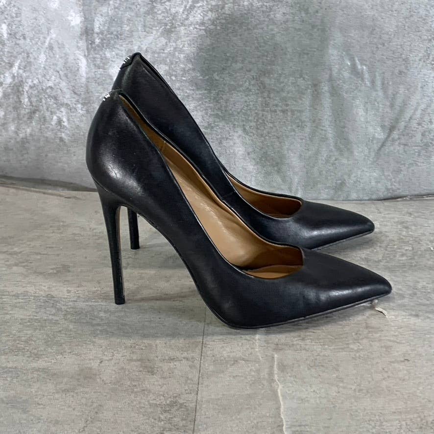 SAM EDELMAN Women's Black Leather Danna Pointed-Toe Stiletto Pumps SZ 7.5
