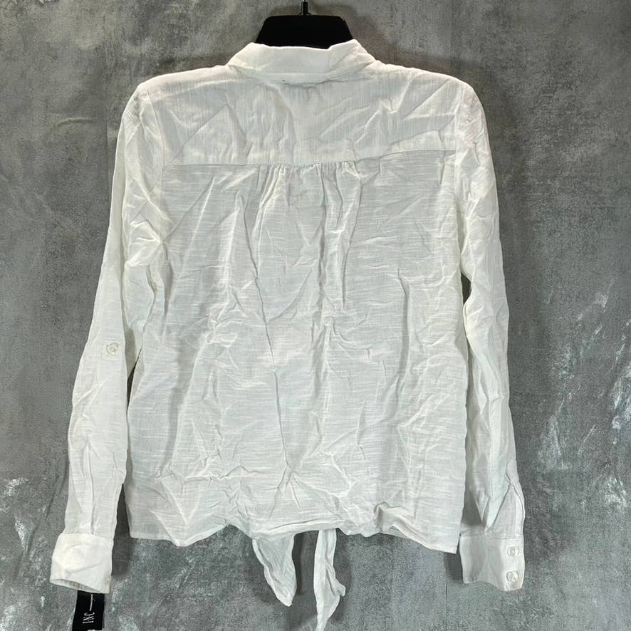 INC INTERNATIONAL CONCEPTS Women's Bright White Tie-Front Button-Up Top SZ S