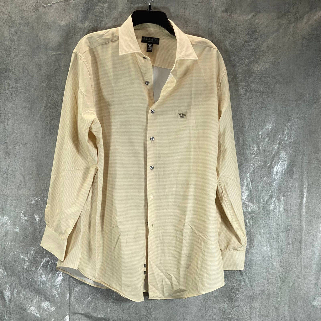 ALFANI Men's Tan Mini Geo-Print Slim-Fit Stretch Button-Up Shirt SZ16-16.5 32/33