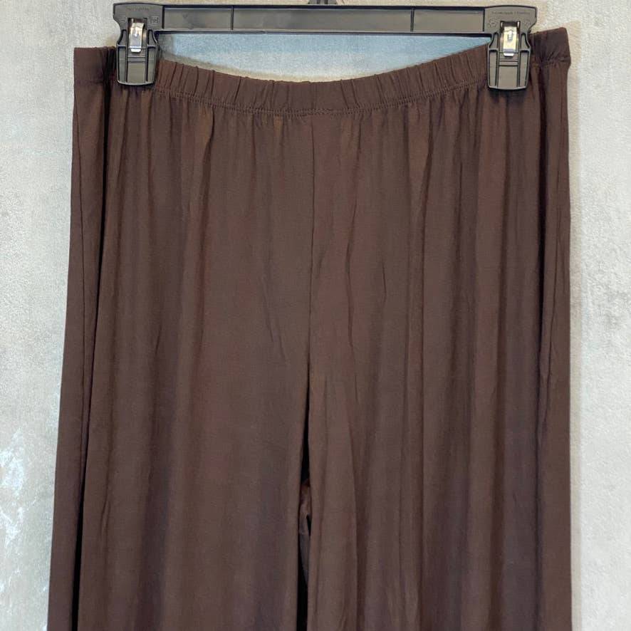 24/7 COMFORT APPAREL Women's Plus Size Brown Comfortable Loose-Fit Pull-On Palazzo Pants SZ 1X