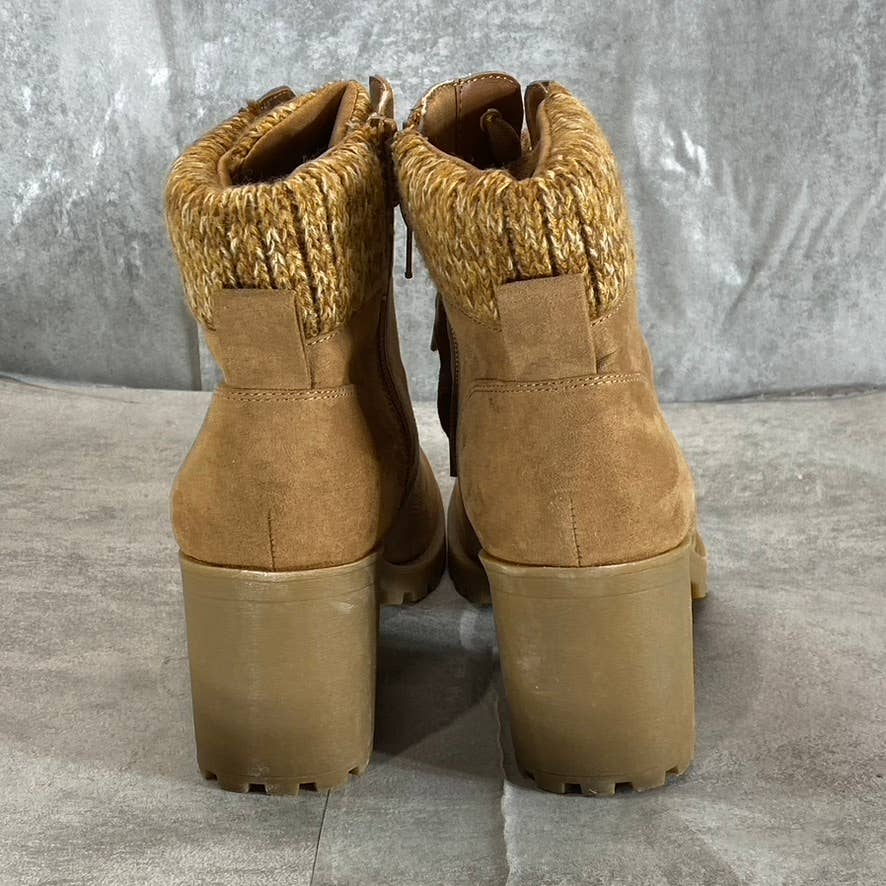 SUN+STONE Women's Chestnut Romina Lug-Sole Block-Heel Lace-Up Hiker Booties SZ10