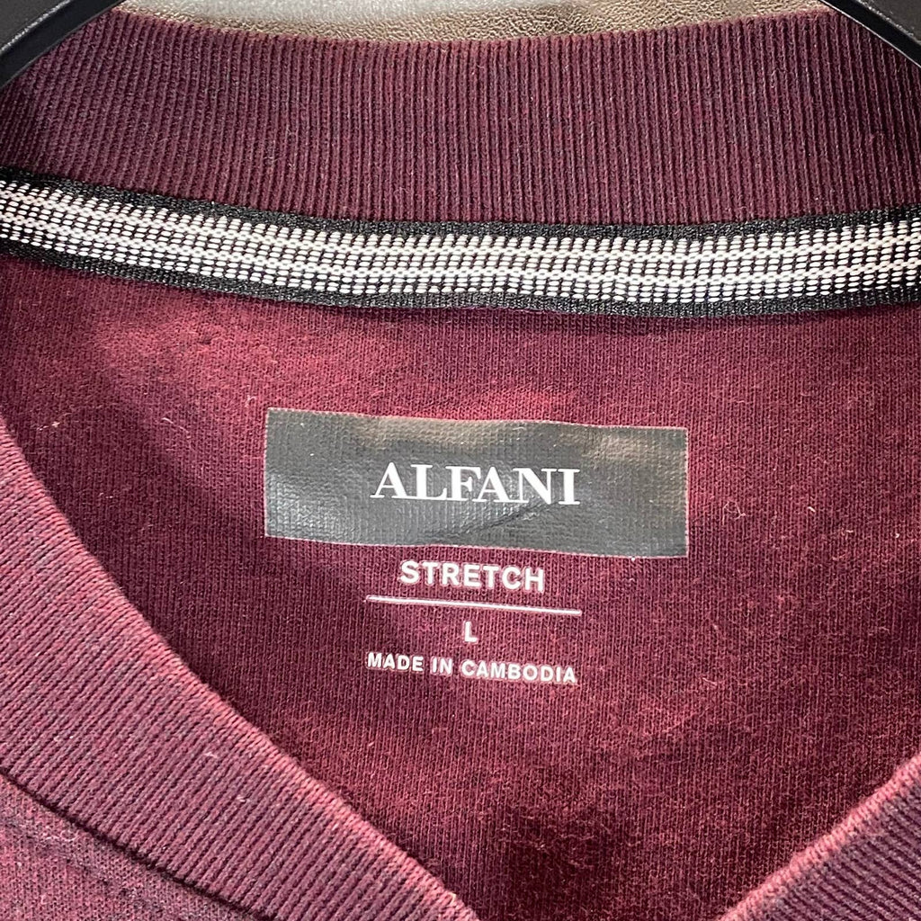ALFANI Men's Port Heather Baseball Ottoman Quarter-Zip Stretch Sweatshirt SZ L