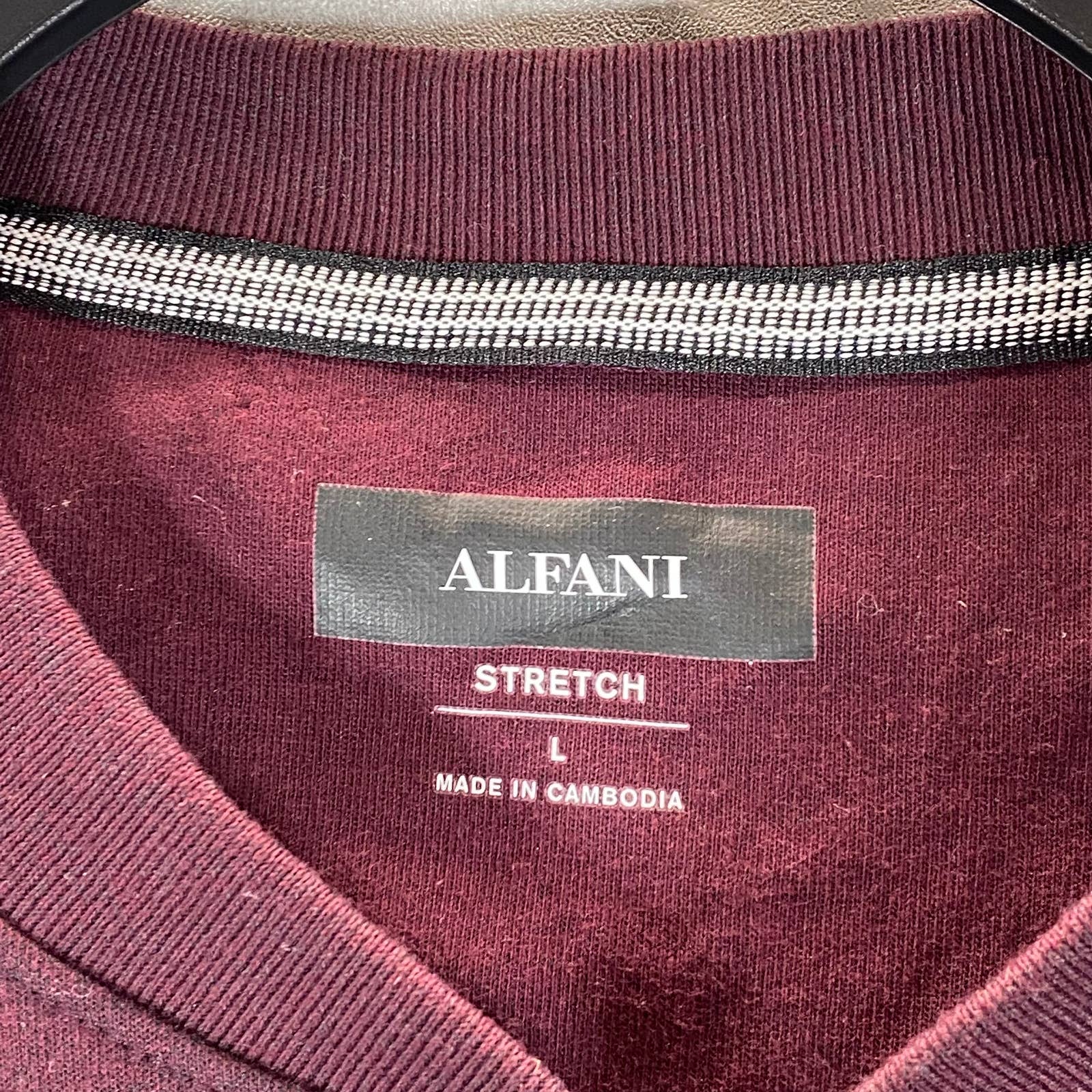 ALFANI Men's Port Heather Baseball Ottoman Quarter-Zip Stretch Sweatshirt SZ L