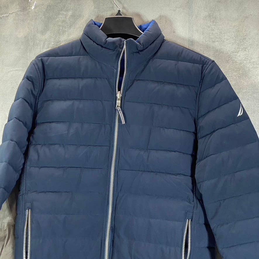 NAUTICA Men's Navy-Blue Reversible Mid-Weight Stretch Puffer Jacket SZ N/A