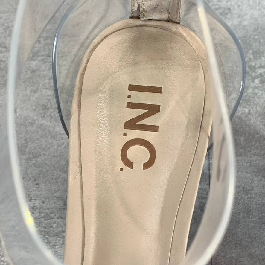 INC INTERNATIONAL CONCEPTS Women's Clear Vinyl Makenna Block Heel Sandals SZ 8