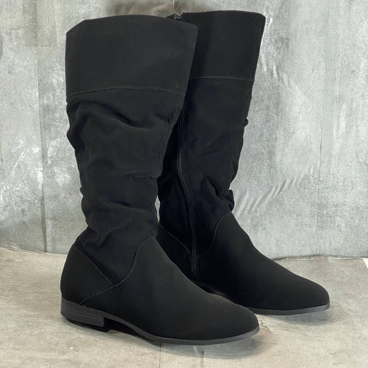STYLE & CO Women's Black Kalimae Round-Toe Ruched Shaft Tall Boots SZ 8.5