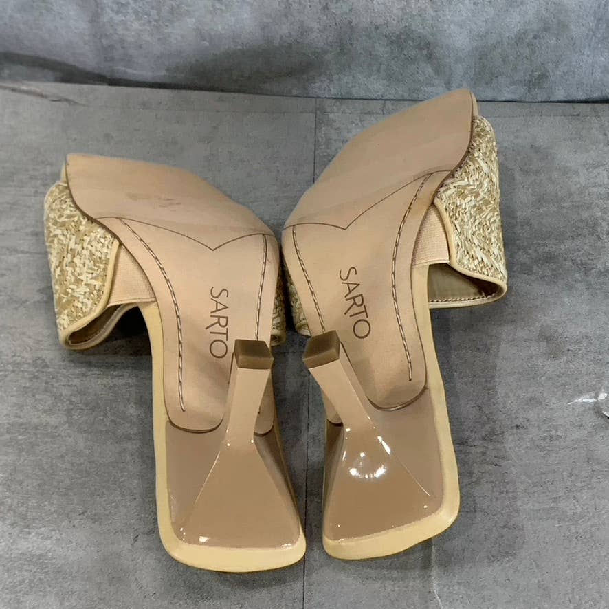 Sarto By Franco Sarto Women's Natural Fabric Betty-2 Square-Toe Sandals SZ 8.5