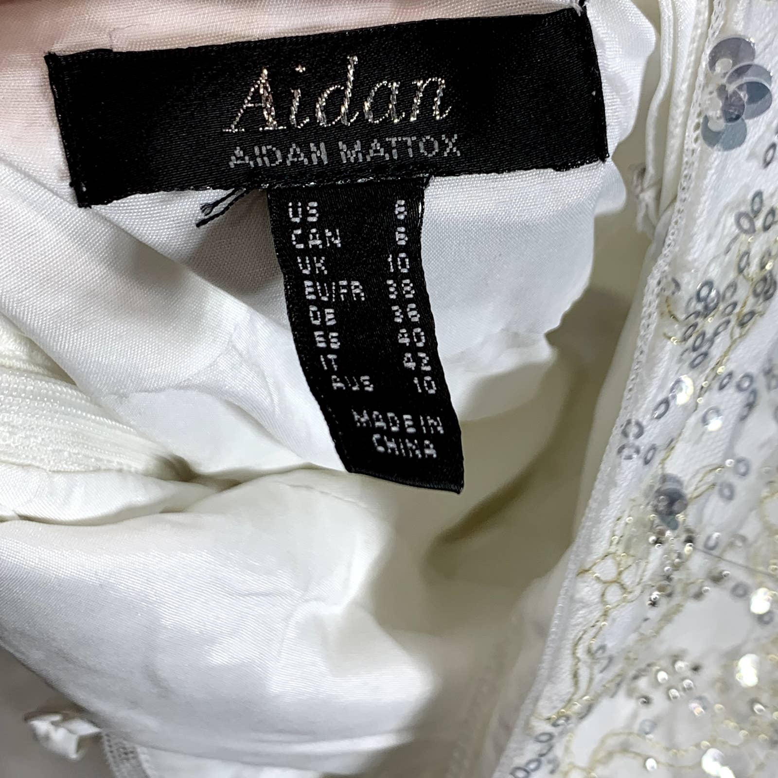 AIDAN By AIDAN MATTOX Women's Ivory Embroidered V-Neck Spaghetti Strap Ball Gown