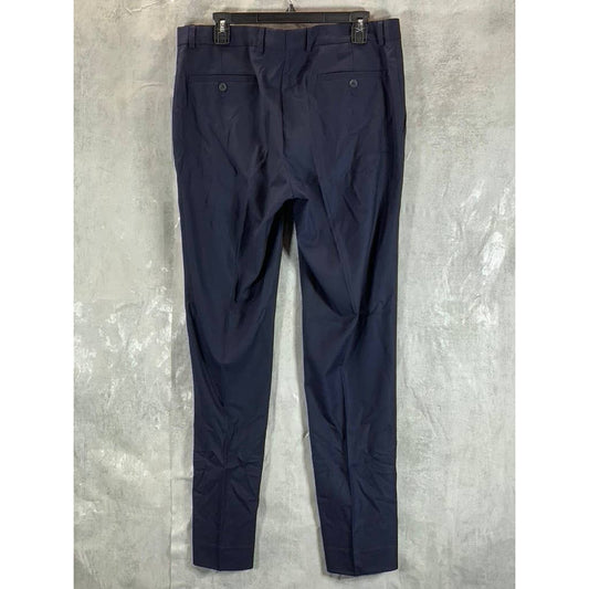 REACTION KENNETH COLE Men's Navy Techni-Cole Slim-Fit Flat Front Pants SZ 35X32