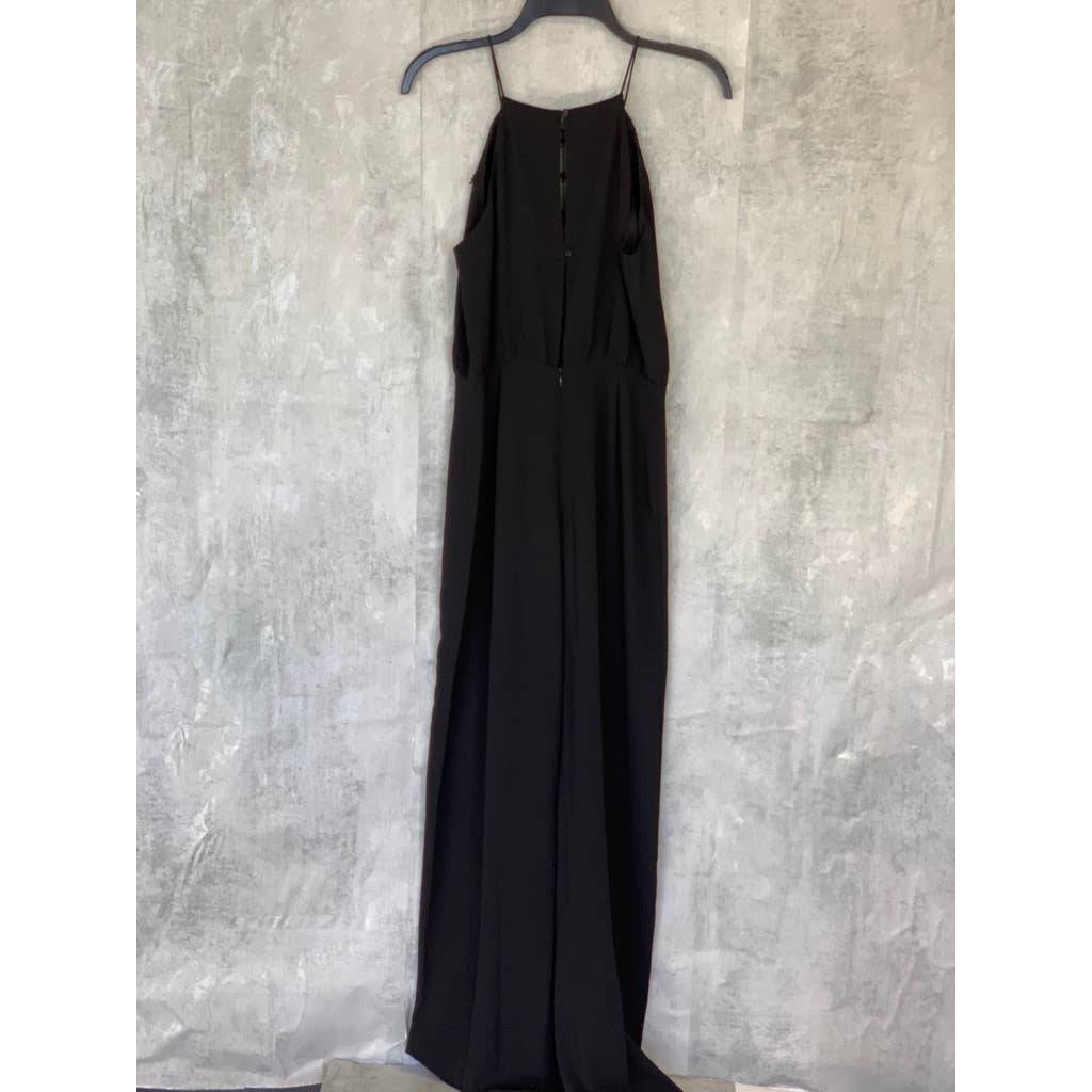 WAYF Solid Black Posie Lace-Up Sleeveless Pant Jumpsuit SZ S