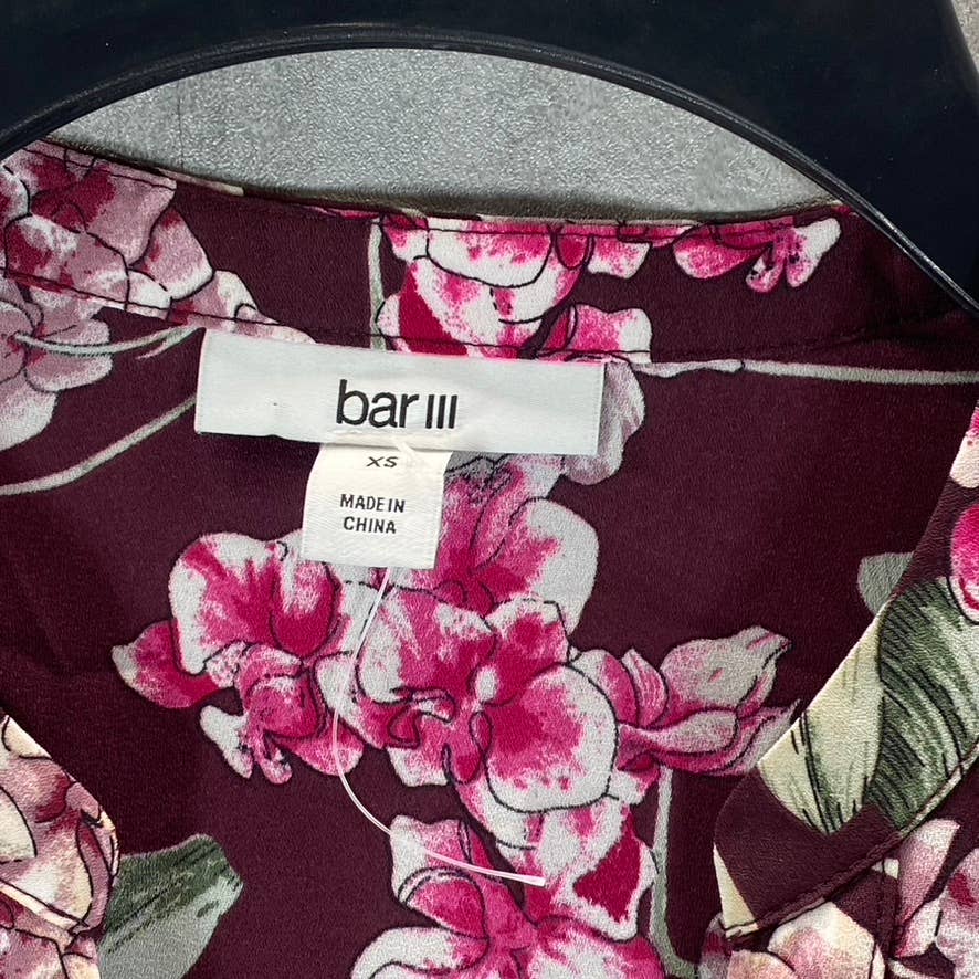BAR III Women's Murano Blooms Printed Handkerchief Long-Sleeve Shirt Dress SZ XS