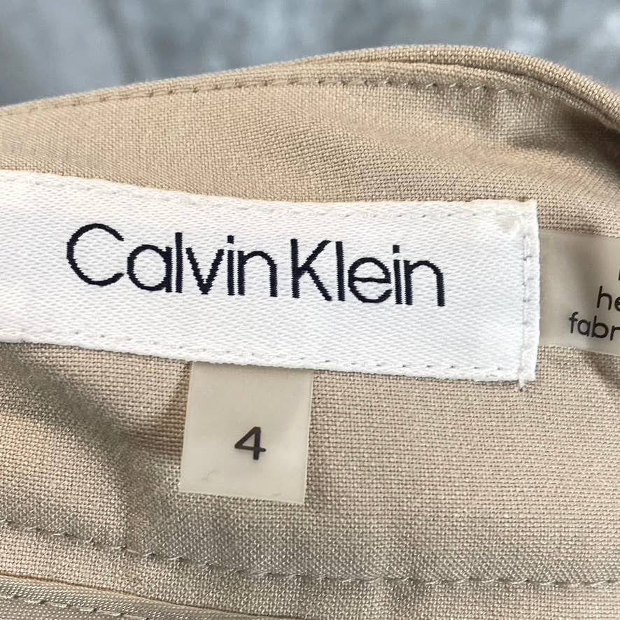 CALVIN KLEIN Women's Latte Zip-Pocket Mid-Rise Straight-Leg Pants SZ 4