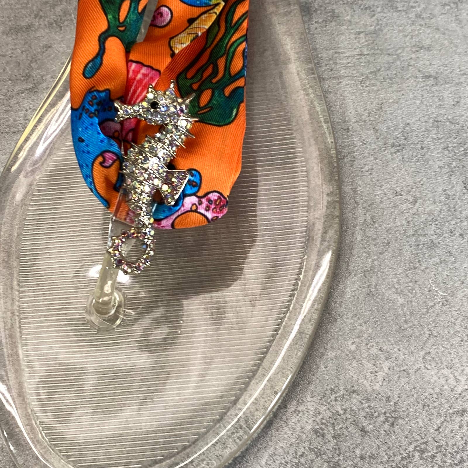 INC INTERNATIONAL CONCEPTS Women's Orange-Clear Seahorse Malana Scarf Sandal SZ9