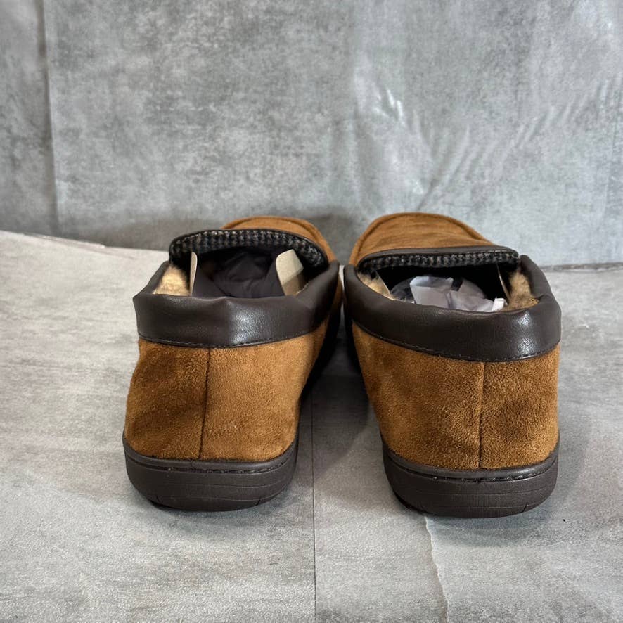 HAGGER Men's Tan Microsuede Fleece-Lined Venetian Memory Foam Slippers SZ XXL