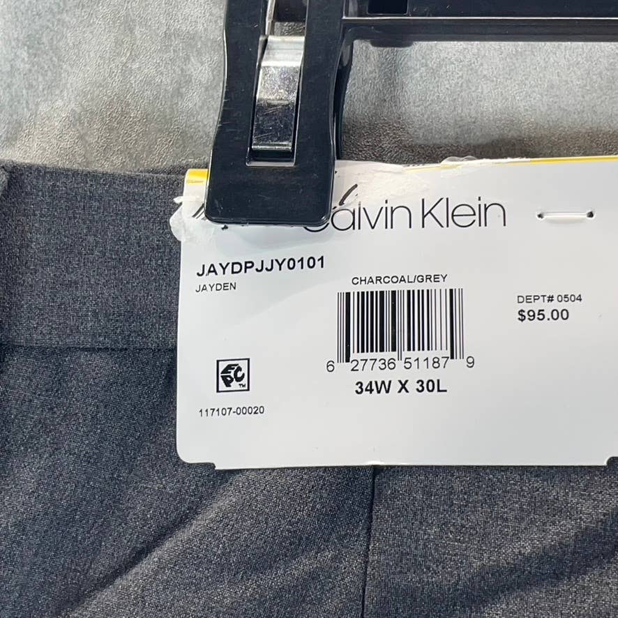 CALVIN KLEIN Men's Dark Grey Infinite Stretch Skinny-Fit Dress Pants SZ 34X30