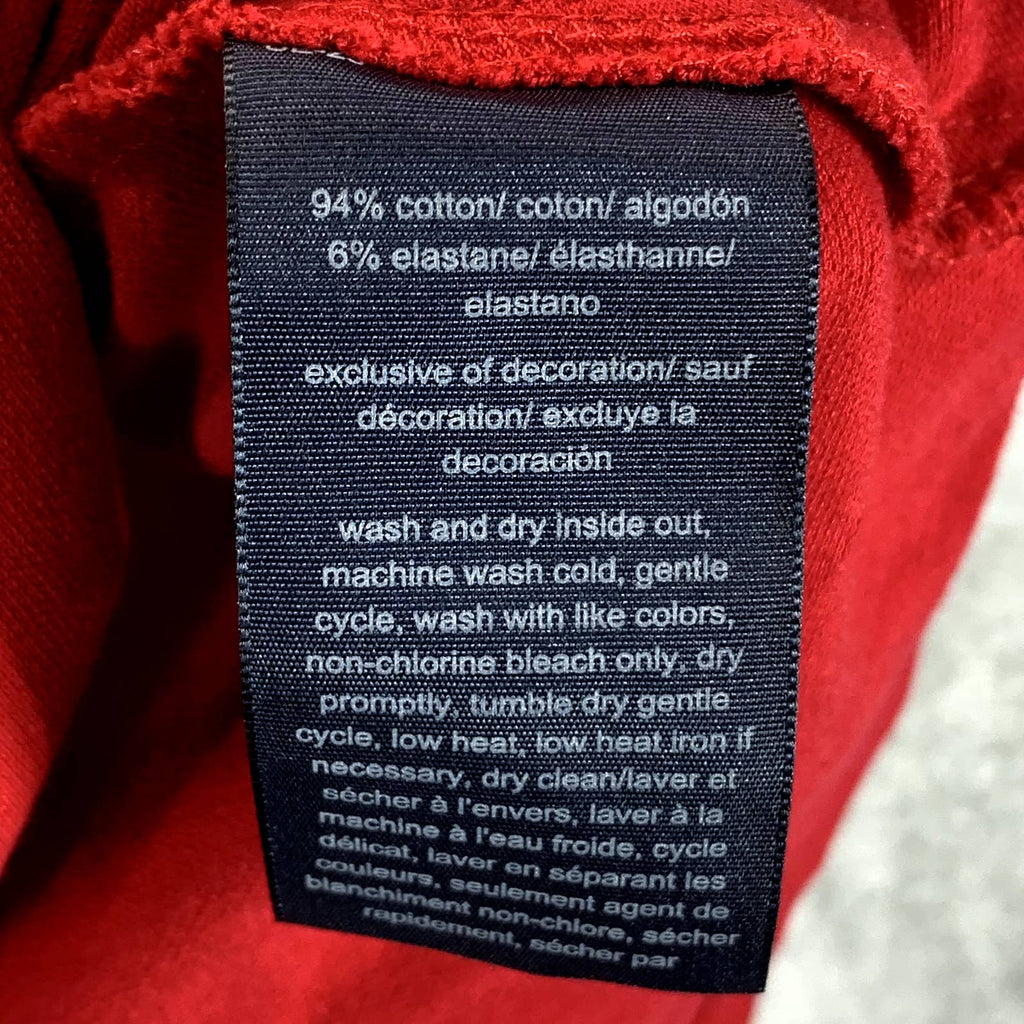 TOMMY HILFIGER Women's Colorblock Flag Logo Short Sleeve Polo Top SZ M